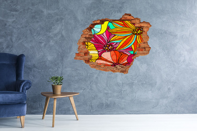 Hole wall sticker A floral burst of color