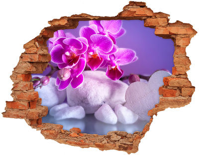 Hole in the wall decal Orchid and heart