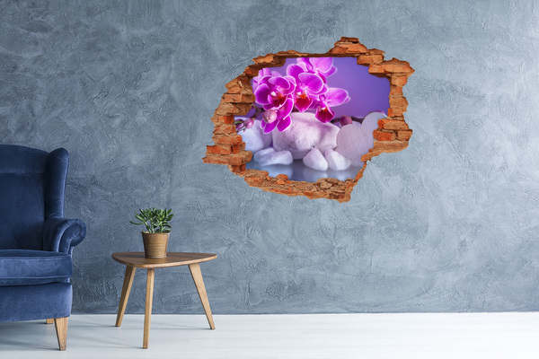 Hole in the wall decal Orchid and heart