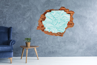 Hole in the wall decal Blue waves