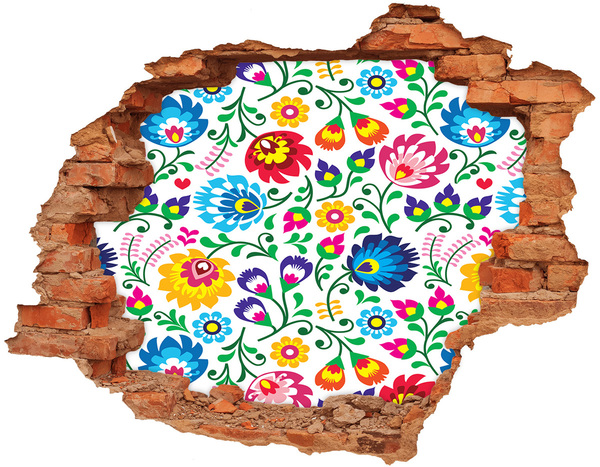 Hole in the wall sticker Floral pattern on the wall
