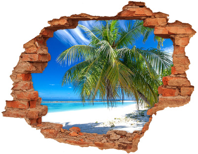 Hole in the wall decal Tropical beach with palm trees