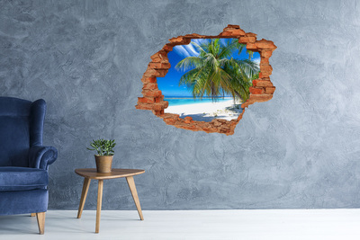 Hole in the wall decal Tropical beach with palm trees
