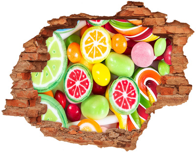 Hole in the wall sticker Colorful candies