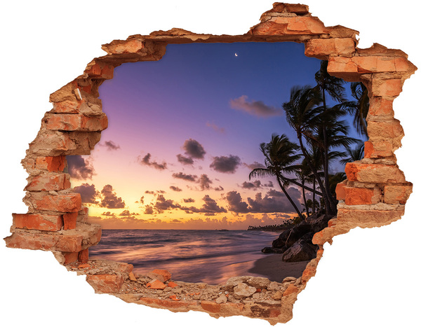 Hole in the wall sticker Sunset on the beach