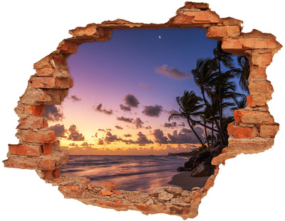 Hole in the wall sticker Sunset on the beach
