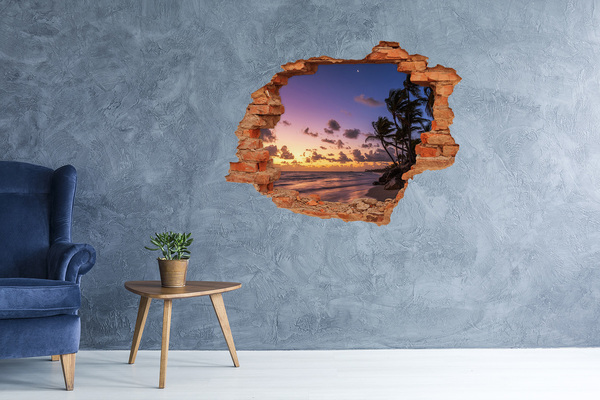 Hole in the wall sticker Sunset on the beach