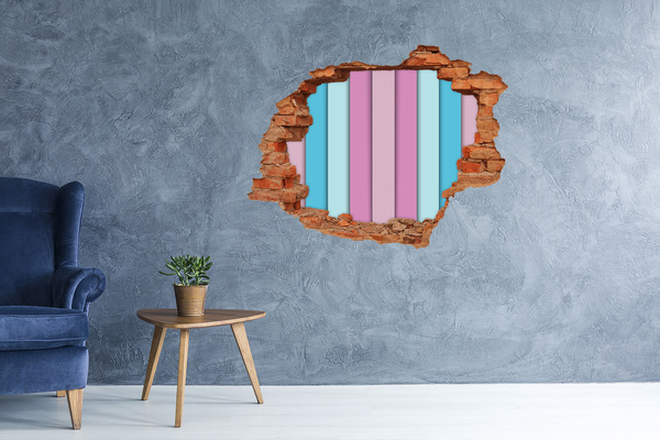 3D wall hole wallpaper A colorful wall in ruins