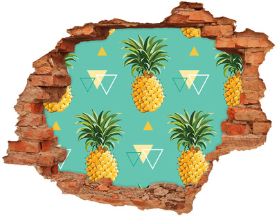 Hole in the wall sticker Pineapples on a turquoise background