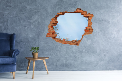 Hole in the wall decal Blue sky behind the ruined wall