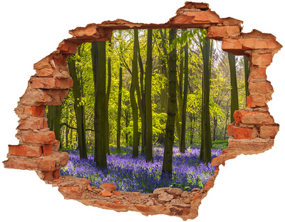 3D wall hole wallpaper Forest glade in spring