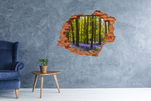 3D wall hole wallpaper Forest glade in spring