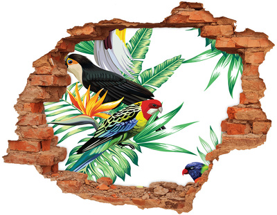 Hole in the wall sticker Exotic jungle with birds