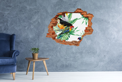Hole in the wall sticker Exotic jungle with birds