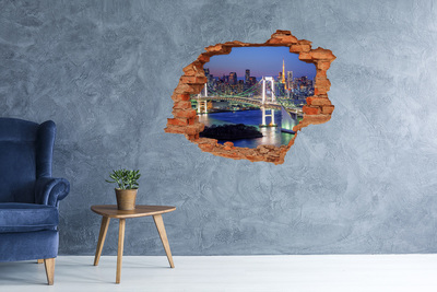 Hole in the wall decal Tokyo Bridge at Night