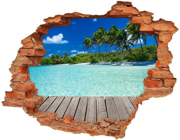 3D wall hole Tropical seaside oasis