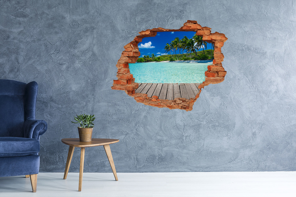 3D wall hole Tropical beach