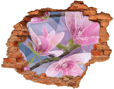 Hole wall sticker Magnolia flowers in a hole in the wall