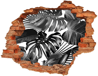 Hole wall sticker Tropical jungle in monochrome