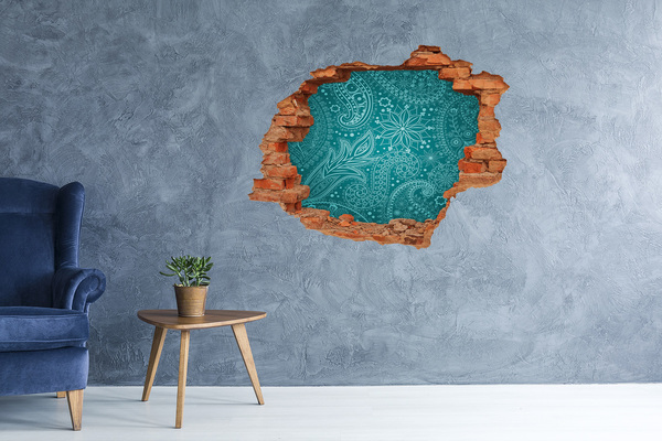 Hole wall sticker Turquoise pattern on a stone background