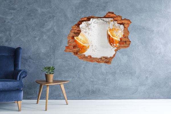 Hole wall sticker Oranges under water