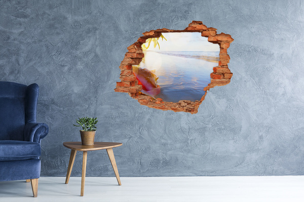 Hole in the wall sticker Tropical beach with shells