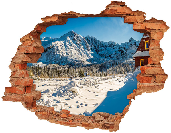 Hole in the wall decal House in mountains