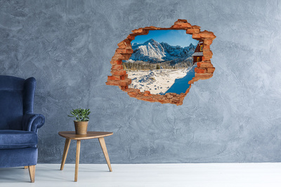 Hole in the wall decal Winter mountain landscape