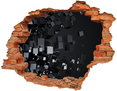 Hole in the wall decal Black cubes in 3D space