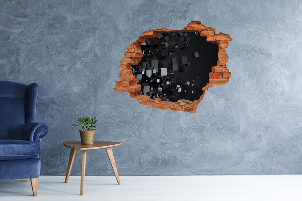 Hole in the wall decal Black cubes in 3D space