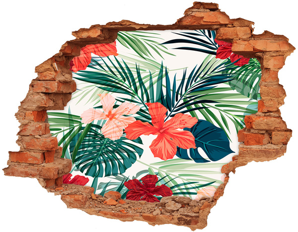 Hole in the wall sticker Tropical flowers