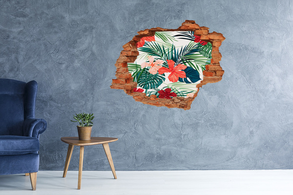 Hole in the wall sticker Tropical flowers