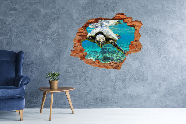 Hole in the wall sticker Sea Turtle in an Underwater Paradise