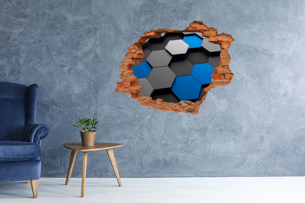 Hole in the wall sticker Modern hexagons in the wall