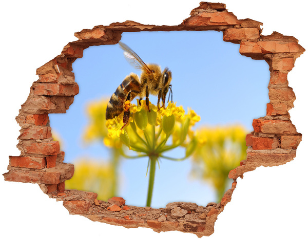 Hole in the wall sticker Bee on a flower