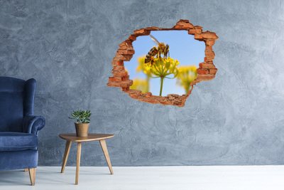 Hole in the wall sticker A bee on a flower