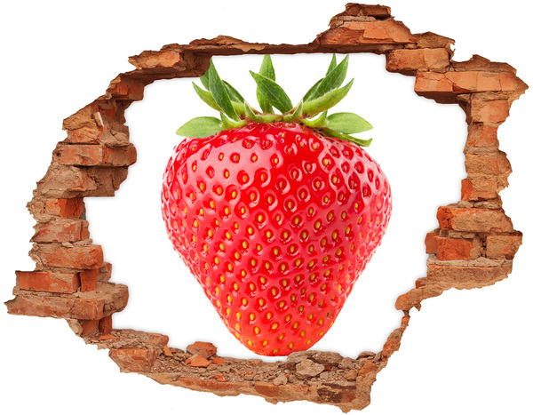 3D wall hole wallpaper Juicy Strawberry Through the Wall