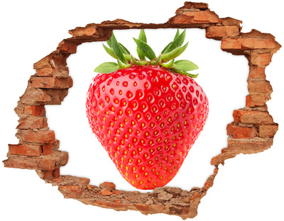 3D wall hole wallpaper Juicy Strawberry Through the Wall