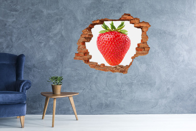 3D wall hole wallpaper Juicy Strawberry Through the Wall