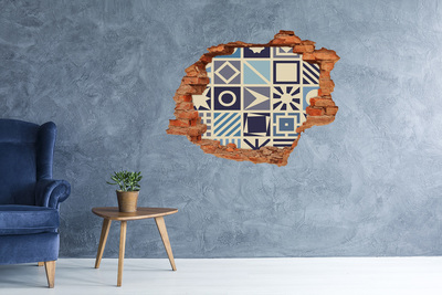 Hole in the wall decal Geometric background