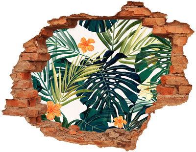 Hole in the wall decal Tropical leaves