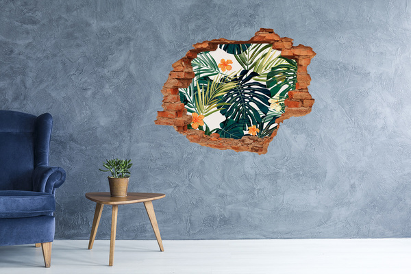 Hole in the wall decal A tropical paradise among the leaves