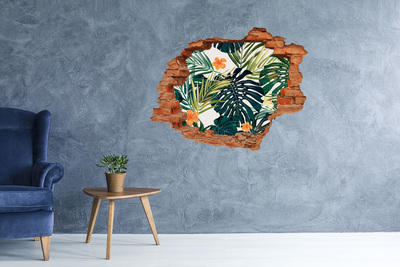 Hole in the wall decal Tropical leaves