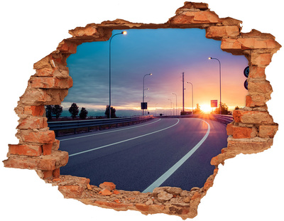 Hole wall sticker Sunset over the road