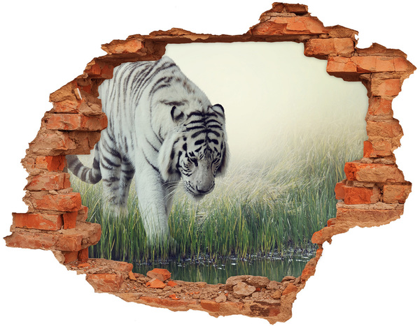 Hole in the wall sticker White Tiger