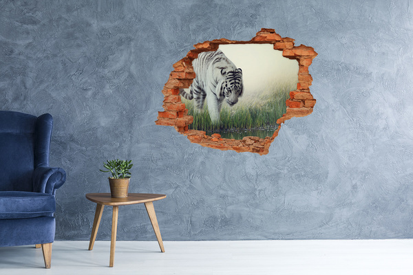 Hole in the wall sticker White Tiger