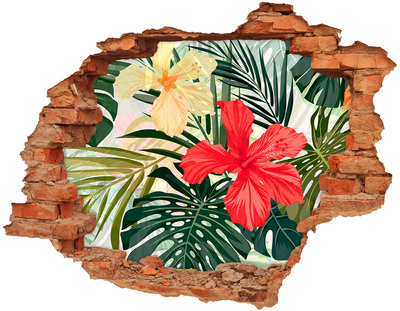 Hole wall sticker Tropical hibiscus garden
