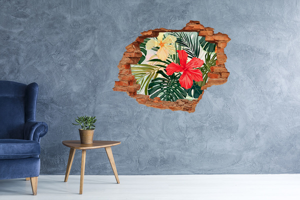 Hole wall sticker Tropical hibiscus garden