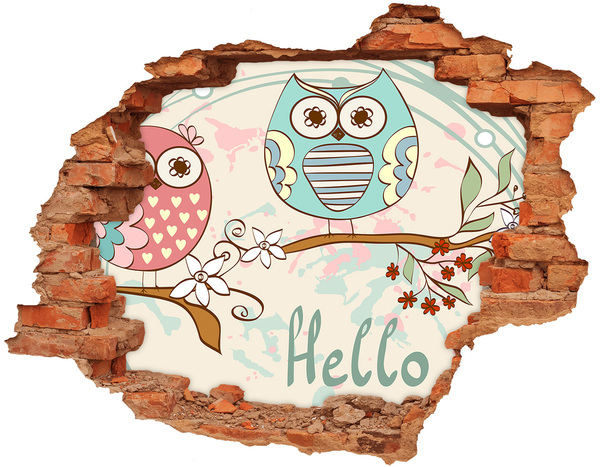 Hole wall sticker Owl in a Hole in the Wall