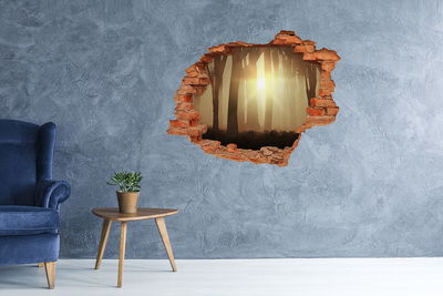 Hole wall sticker Golden morning in the forest
